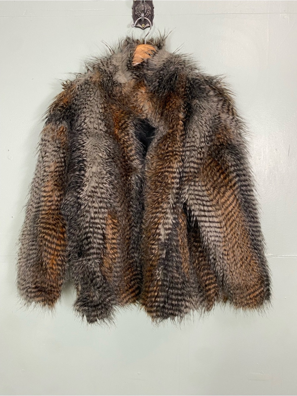 Hutch‎ Steph Faux Fur Oversized Coat Medium Brown Gray